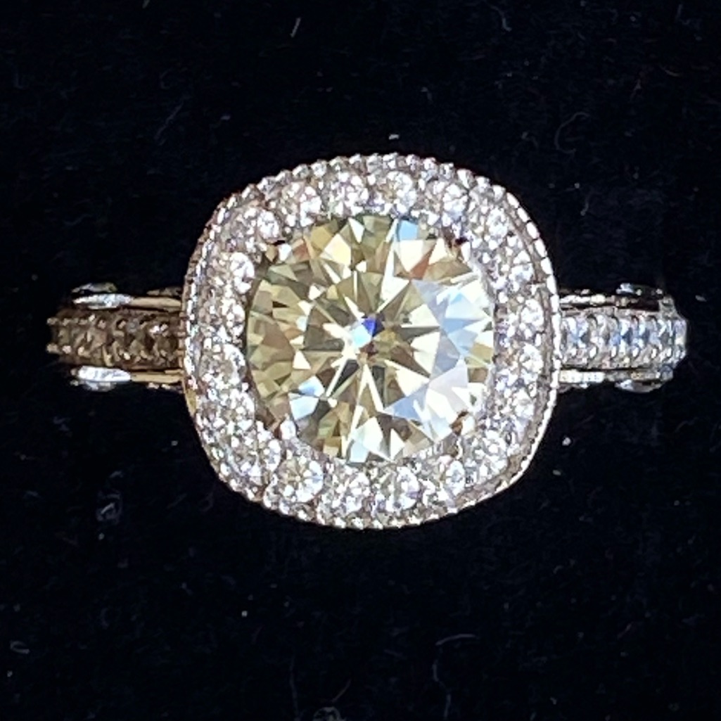 Moissanite 2.5 Carat Halo Ring In 925 Sterling Silver